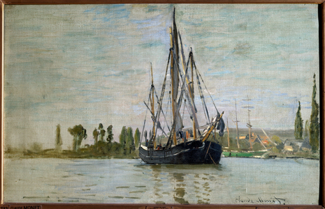 Chasse maree (Chasse-Maree) at anchor near Rouen, 1871 (oil on canvas)