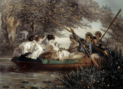 The boat trip, 19th century (litho)