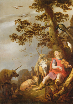 Orpheus with the Animals (oil on panel)