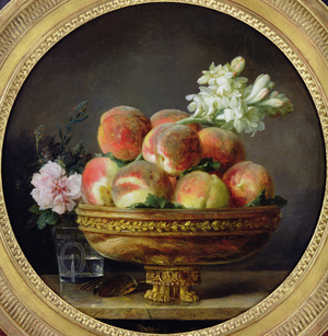 Still life with peaches (oil on canvas)