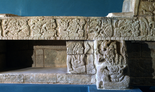 Copan Sepulturas Bench, Late Classic Period 600-900 AD (stone)