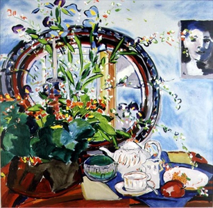 The Weskers Green Glass Sugar Bowl (oil on canvas)