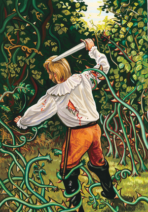 The Hacking of the Thorns (gouache on w/c board)