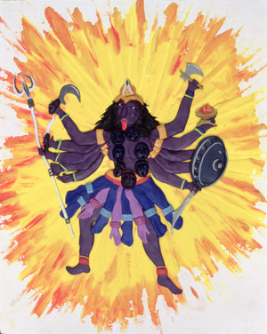 Kali (oil and modelling clay on paper)