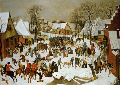 A winter landscape with the Massacre of the Innocents (oil on panel, transferred to canvas)