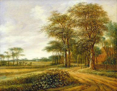 Wooded Landscape with a Cornfield (oil on copper)