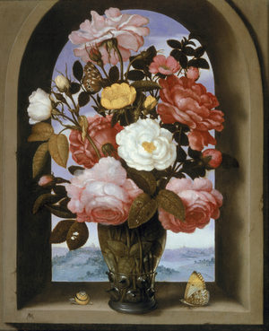 Still Life with Roses in a Berkemeijer Glass (oil on copper)