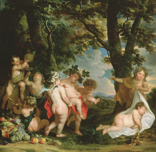A Bacchanale (oil on canvas)