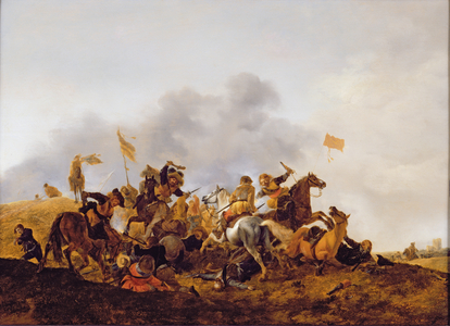 A cavalry skirmish, early 1640s (oil on panel)