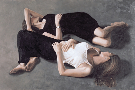 Sisters (oil on canvas board)