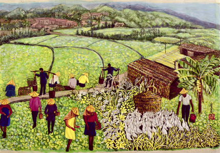 Pastoral, 1992 (gouache on silk)