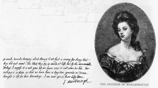 Handwriting and signature of Sarah, Duchess of Marlborough (pen & ink on paper)