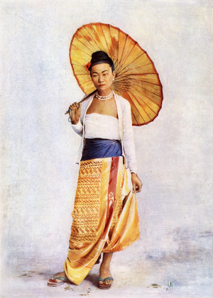 A Burmese lady, c.1900 (colour litho after an albumen print)
