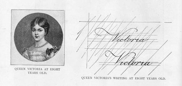Handwriting of Queen Victoria at the age of 8 (pen & ink on paper)