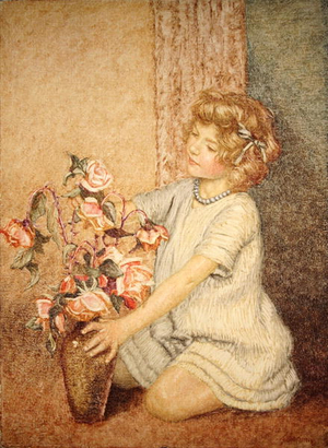 Gathering Roses (oil on canvas)