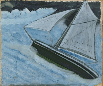 Small Boat in a Rough Sea, 1936 (oil on card)