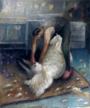 Adrien Machine Shearing, 2007 (oil on paper)