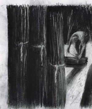 Tying Willow Bundles (charcoal on paper)