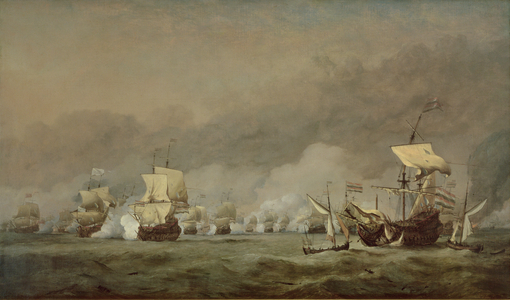 The Four Days' Battle, The Hollandia Disabled, 1st-4th June 1666 (oil on canvas)