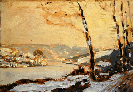 The Fulda Valley, near Kassel, with Snow (oil on cardboard)