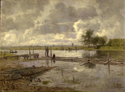 Landscape with the Ilm near Weimar, with a Fisherman, 1886 (oil on canvas)