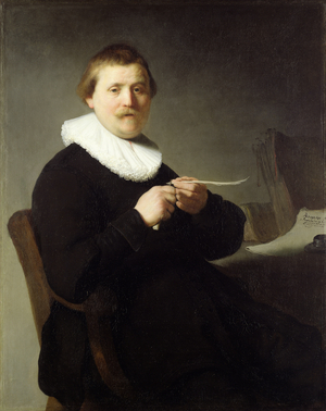Man Sharpening a Quill, 1632 (oil on canvas)