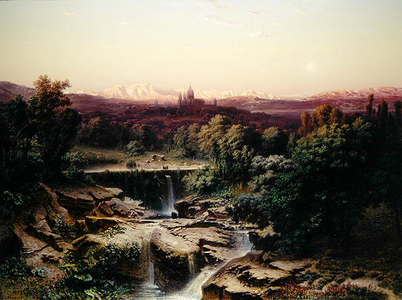 View of the Royal Monastery of San Lorenzo de El Escorial (oil on canvas)