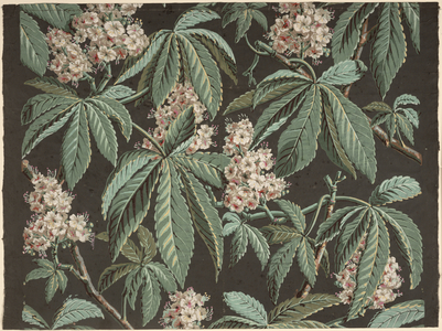 Wallpaper design with Chestnut Branch (detail) ca. 1810, manufactured by Josef Dufour (1752-1827), Paris,