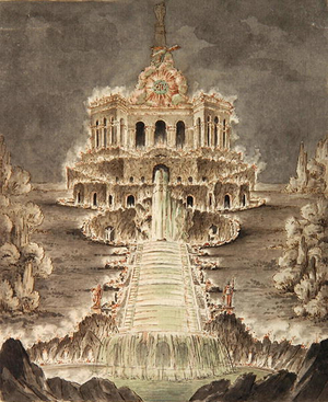 Sketch of the Octagon Illuminated (pencil, pen & watercolour on paper)