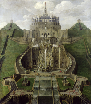 View from the 'Riesenkopf' Basins to the Octagon, after 1716 (oil on canvas)
