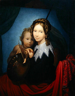 Heir-Princess Auguste, copying the Sistine Madonna (oil on canvas)