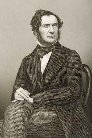 William Ewart Gladstone (1809-98) engraved by D.J. Pound from a photograph, from 'The Drawing-Room of Eminent Personages, Volume 2', published in London, 1860 (engraving)