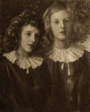 Hallam and Lionel Tennyson, sons of Alfred Lord Tennyson (1809-92) (litho)