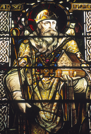 Stained glass window depicting St. Patrick (stained glass)