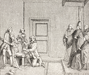 Prisoner Undergoing Torture by Brodequin, 1875 (engraving)