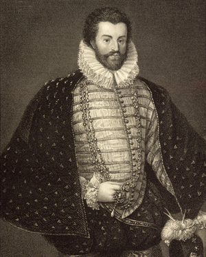 Portrait of Sir Christopher Hatton (1540-91) from 'Lodge's British Portraits', 1823 (litho)