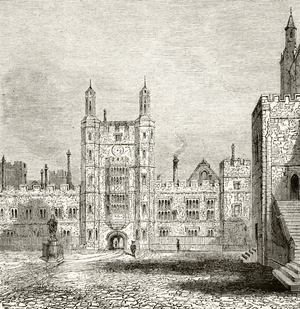 The School Yard at Eton College, Berkshire, in the 19th century, from 'The National and Domestic History of England' by William Hickman Smith Aubrey (1858-1916) published London, c.1890 (litho)
