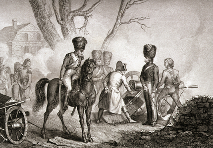 Napoleon (1769-1821) at Montereau-sur-Yonne on 18th February 1814 (engraving)