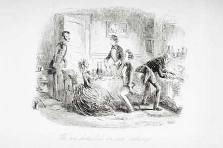 We are disturbed in our cookery, illustration from 'David Copperfield' by Charles Dickens (1812-70) first published 1850 (litho)