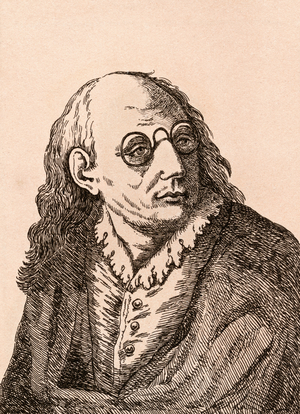 Luca Giordano, illustration from '75 Portraits Of Celebrated Painters From Authentic Originals', published in London, 1817 (engraving)