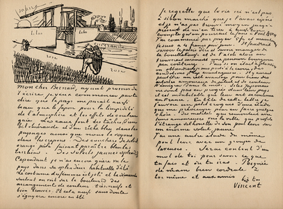Fascimile of a letter from Vincent Van Gogh to Emile Bernard on the 18th March 1888, from the book 'Vincent van Gogh by Julius Meier-Graefe, published in 1912 (print)