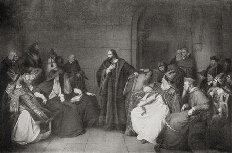 Jan Hus before the Council of Constance in 1414, 1920 (halftone print)