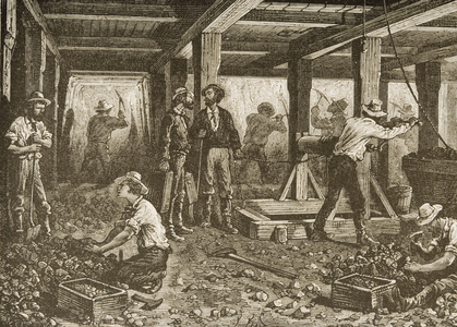 Silver Mining in Nevada, c.1870, from 'American Pictures', published by The Religious Tract Society, 1876 (engraving)