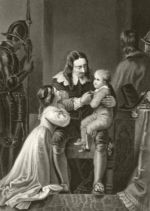 King Charles I of England bidding farewell to his children before his execution, from 'The National and Domestic History of England' by William Hickman Smith Aubrey (1858-1916) published London, c.1890 (litho)