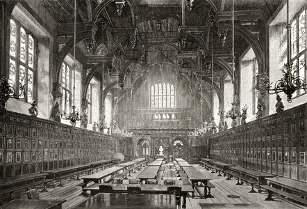 The Great Hall of the Middle Temple, from 'London Pictures: Drawn with Pen and Pencil', by Rev. Richard Lovett, published 1890 (litho)