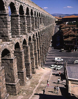 View alongside the Roman aqueduct, built in 1st century AD (photo)