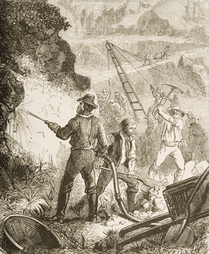 Silver Mining Operation, Nevada, c.1870, from 'American Pictures', published by The Religious Tract Society, 1876 (engraving)