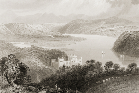 Valley of the Blackwater between Youghal (County Cork) and Lismore (County Waterford), Ireland, from 'Scenery and Antiquities of Ireland' by George Virtue, 1860s (engraving)