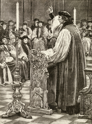 John Colet (1467-1519) preaching (engraving)