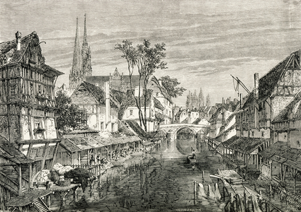 Chartres, France, in the 19th century, from 'French Pictures' by Rev. Samuel G. Green, published 1878 (litho)